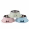 candy color double pp and stainless steel pet bowls for dog cats