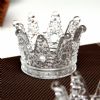 crown shape glass candle holder stick for wedding or decoration