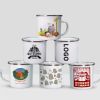 custom logo metal enamel camping coffee cup camp mug